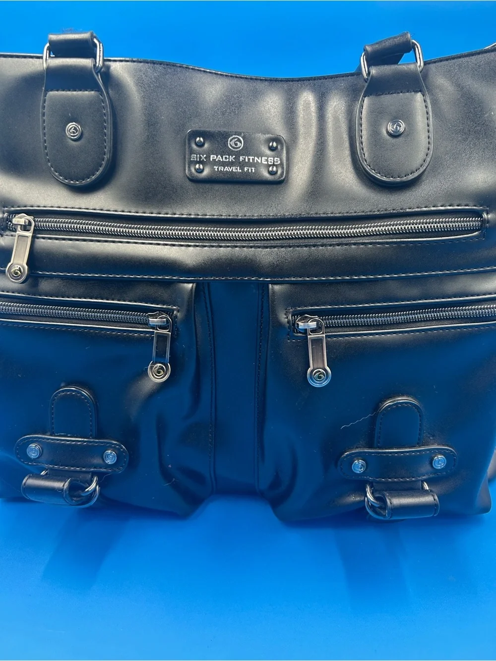 Six Pack Fitness Black Travel Tote with Multiple Zip Pockets